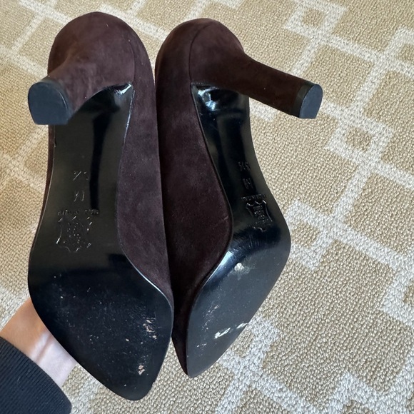 YSL Vintage Brown Suede High Heel Pumps Pointed Toe Designer Shoes Holiday 5.5 - Picture 6 of 10